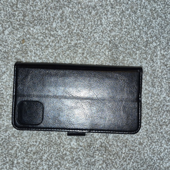 Black Leather Phone Wallet Case - Picture 4 of 10